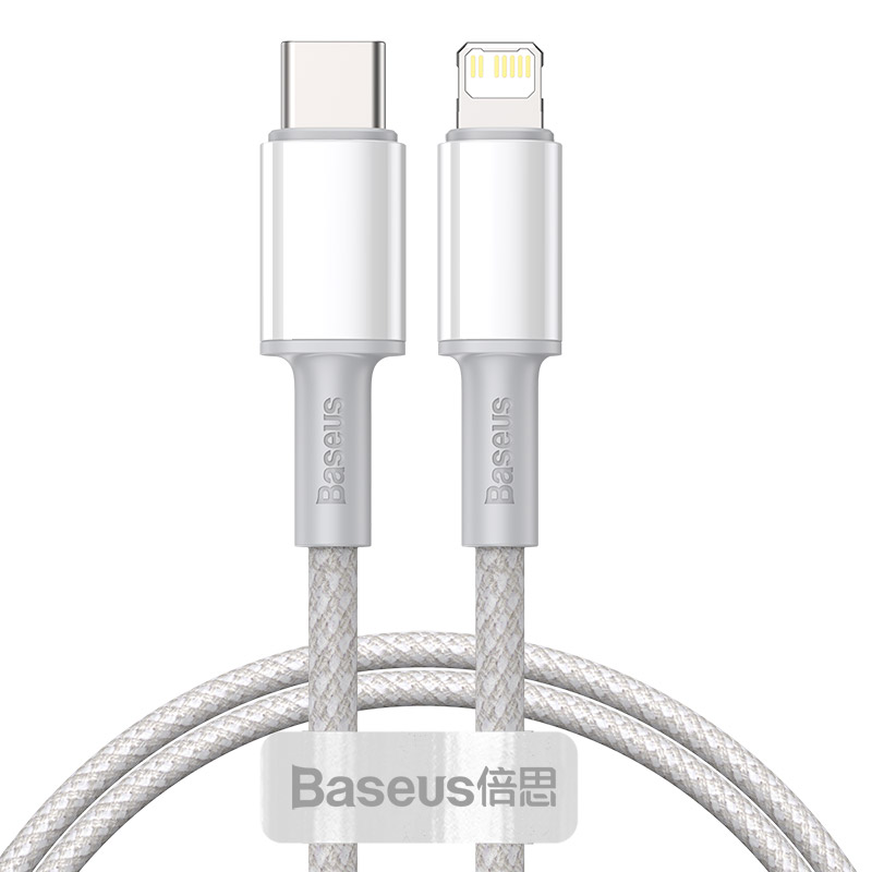 

Кабель USB Type-C-Lightning 8-pin, быстрая зарядка, 2.4А, 20 Вт, 1 м, белый, Baseus High density (CATLGD-02)