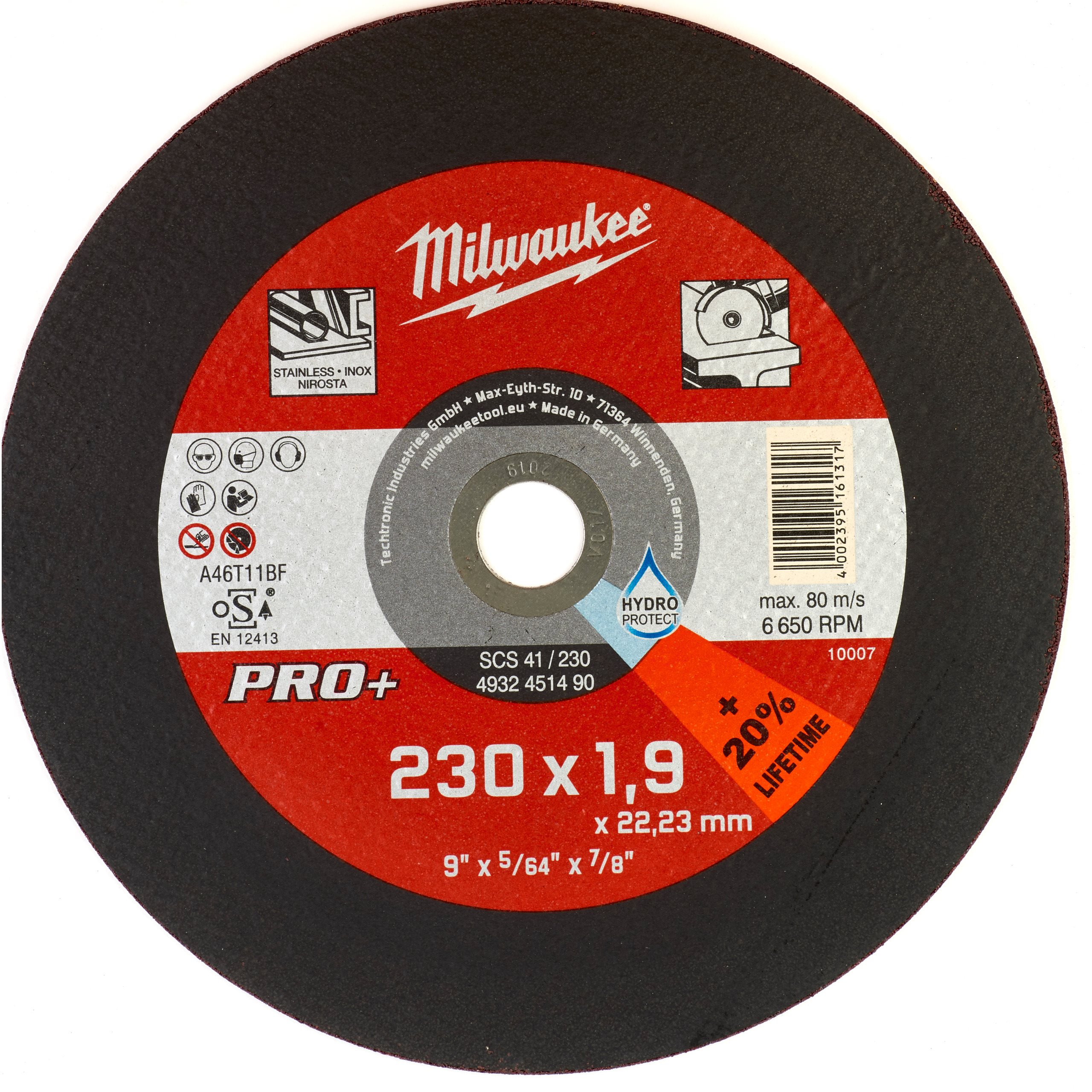 

Диск отрезной Milwaukee SCS41 PRO+ ⌀230 мм x 1.9 мм x 22.2 мм, прямой, по металлу, 1 шт. (4932451490), SCS41