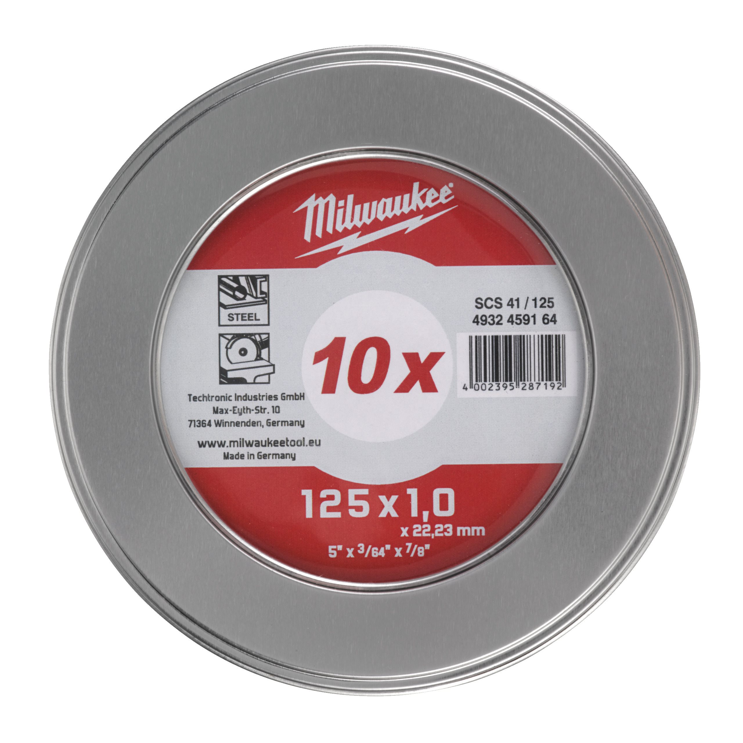 

Диск отрезной Milwaukee SCS41 PRO+ ⌀125 мм x 1 мм x 22.2 мм, прямой, по металлу, 10 шт. (4932478998), SCS41