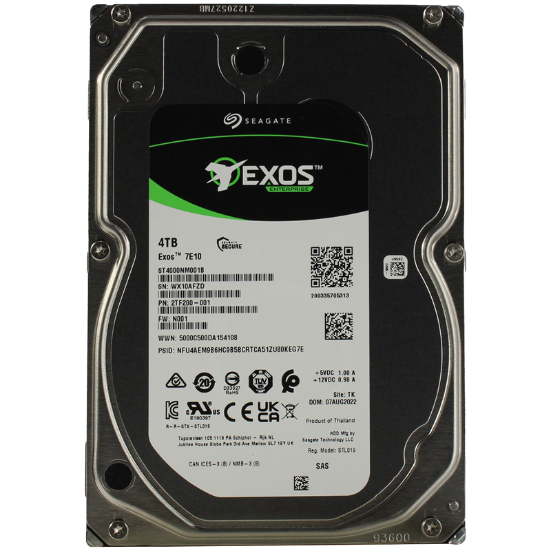 Жесткий диск (HDD) Seagate 4Tb Exos 7E10, 3.5", 7.2K, 256Mb, 512n, SAS 12Gb/s (ST4000NM001B) б/у, после ремонта (восстановление при помощи PC-3000), следы установки