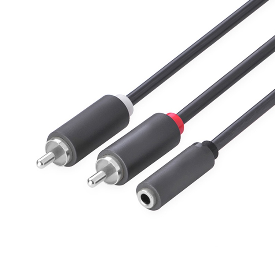 

Кабель 2xRCA(M)-Jack 3.5mm(F), 30 см, черный Greenconnect (GCR-51841)