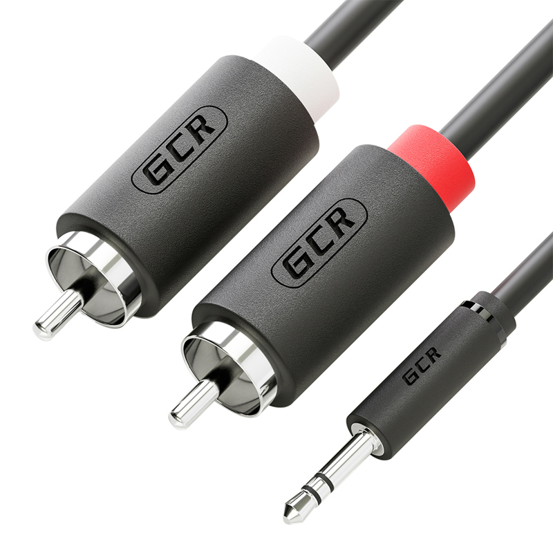 

Кабель 2xRCA(M)-Jack 3.5mm(M), 1.5 м, черный Greenconnect (GCR-51721)