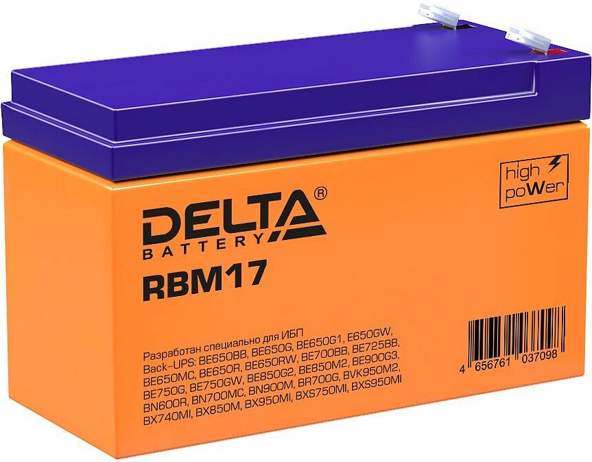 

Аккумуляторная батарея для ИБП Delta RBM17, 12V, 7.2Ah (DELTA RBM17), Синий/оранжевый, RBM17