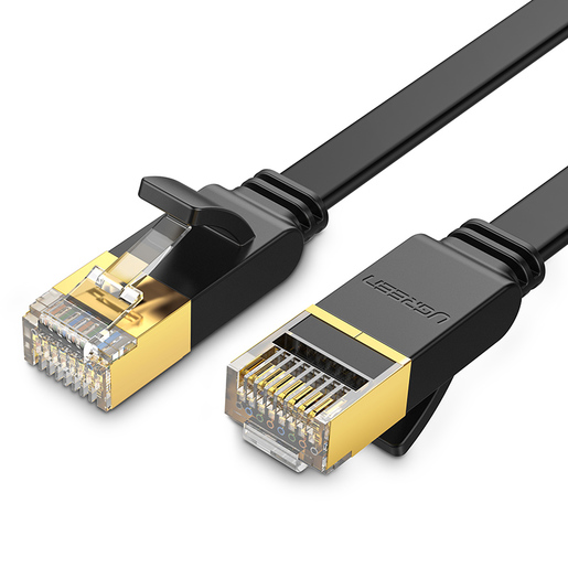

Патч-корд STP кат.7, 5 м, RJ45-RJ45, черный, CU, экранированный, плоский, UGREEN NW106 (11263), NW106