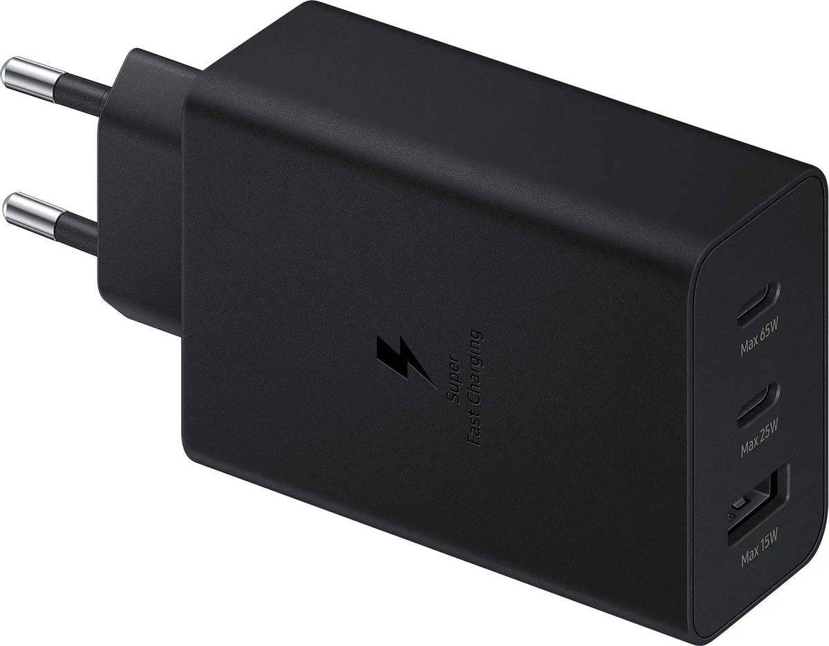 

Сетевое зарядное устройство Samsung EP-T6530 65 Вт, USB, EU, 2xUSB type-C, Quick Charge, PD, черный (EP-T6530NBEGRU), EP-T6530