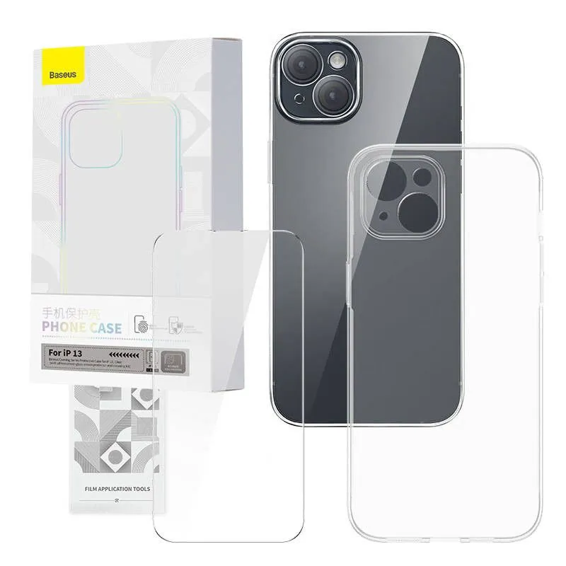 

Чехол-накладка Baseus Corning Series для смартфона Apple iPhone 13, силикон, прозрачный (P60112201201-00) + защитное стекло 2шт