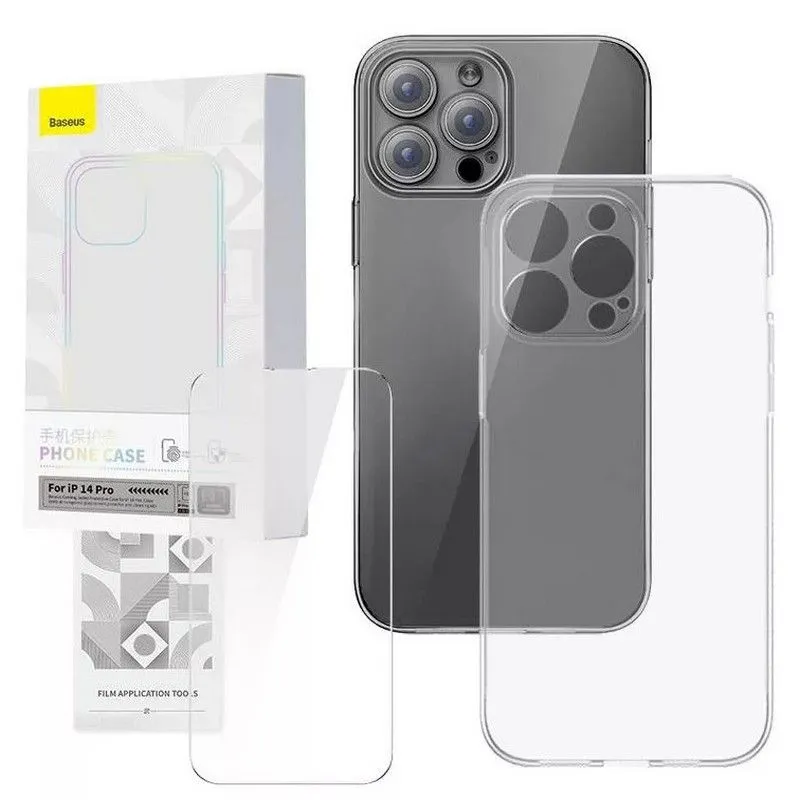 

Чехол-накладка Baseus Corning Series для смартфона Apple iPhone 14 Pro, силикон, прозрачный (P60112202201-01) + защитное стекло 2шт