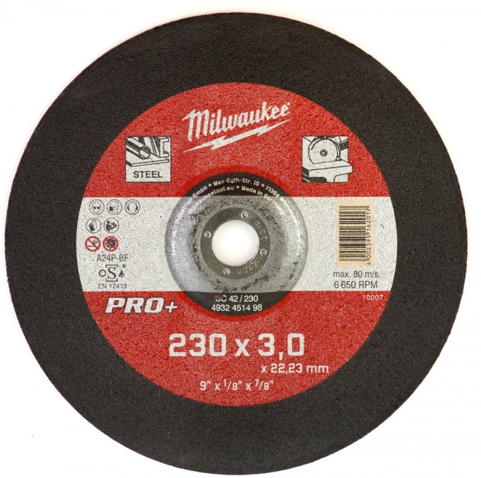 

Диск отрезной Milwaukee SC42 PRO+ ⌀230 мм x 3 мм x 22.2 мм, прямой, по металлу, 1 шт. (4932451498), SC42