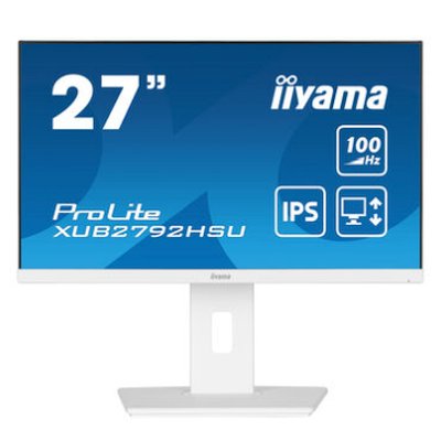 

Монитор 27" Iiyama ProLite XUB2792HSU-W6 IPS, 1920x1080 (16:9), 250кд/м2, 100 Гц, 4 мс, 178°/178°, HDMI, DisplayPort, USB-Hub, белый (XUB2792HSU-W6), XUB2792HSU-W6