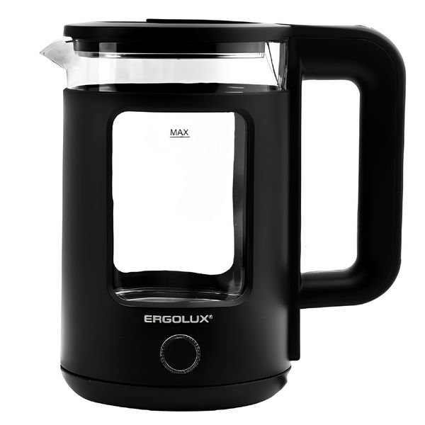 

Чайник электрический Ergolux ELX-KG08-C02 1.8л. 1.8 кВт, пластик/стекло, черный (15333), ELX-KG08-C02
