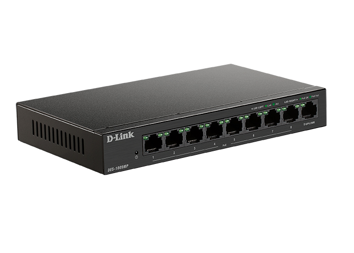 

Коммутатор D-Link DES-1009MP, кол-во портов: 8x100 Мбит/с, кол-во SFP/uplink: RJ-45 1x1 Гбит/с, PoE: 8x30 Вт (макс. 117 Вт) (DES-1009MP/A1A), DES-1009MP