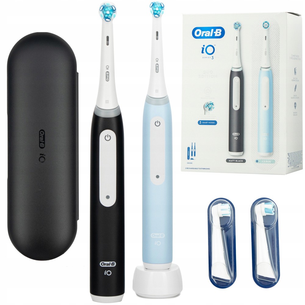 

Электрическая зубная щетка Oral-B IO3 Duo, насадок: 1, режимов: 3, черный/голубой (8006540731772), IO3 Duo