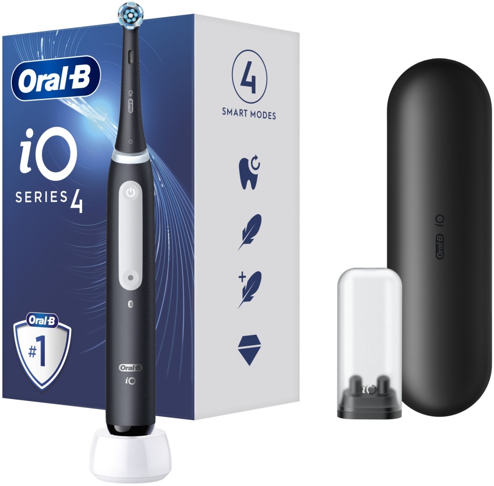 

Электрическая зубная щетка Oral-B IO4, насадок: 1, режимов: 4, черный (4210201415329), IO4