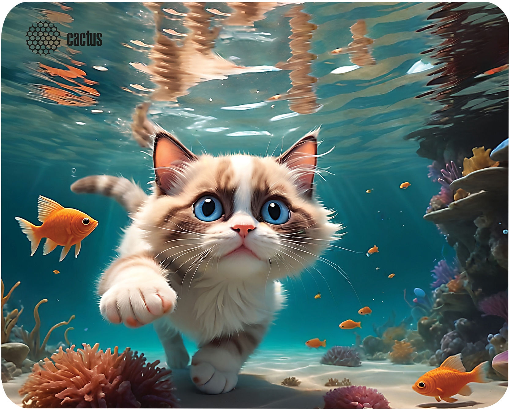 

Коврик для мыши Cactus Fish Cat, игровой, 300x250x3мм, принт (CS-MP-D15M), Fish Cat