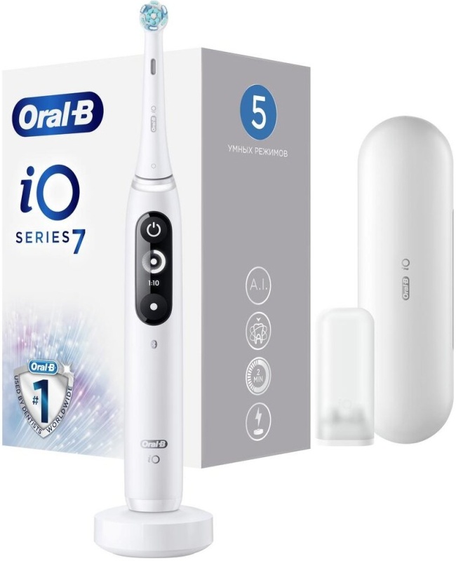 

Электрическая зубная щетка Oral-B IO7, насадок: 1, режимов: 5, белый (4210201362982), IO7
