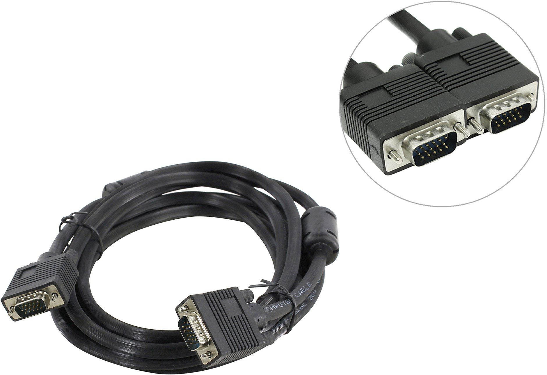 

Кабель VGA(15M)-VGA(15M), ферритовый фильтр, 3 м, черный 5bites APC-133 (APC-133-030), APC-133