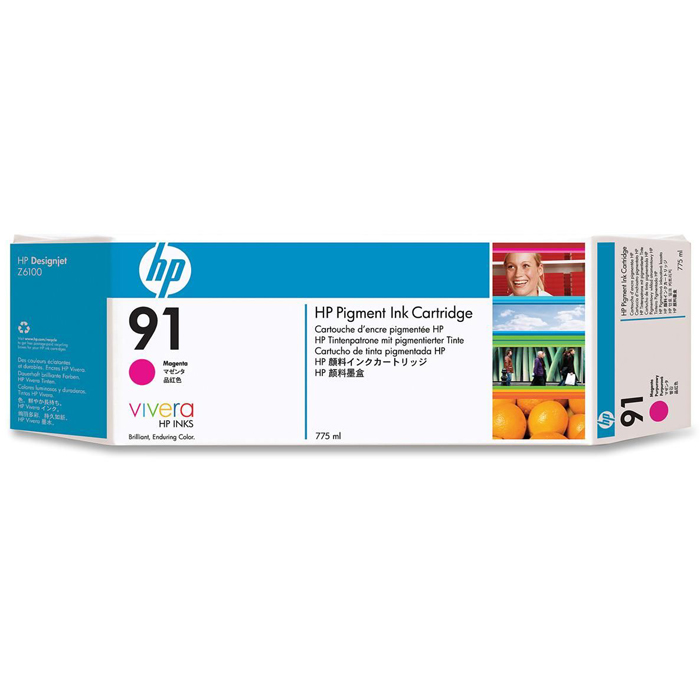 

Картридж струйный HP 91 (C9468A), пурпурный, оригинальный, объем 775 мл для HP HP Designjet Z6100, 91