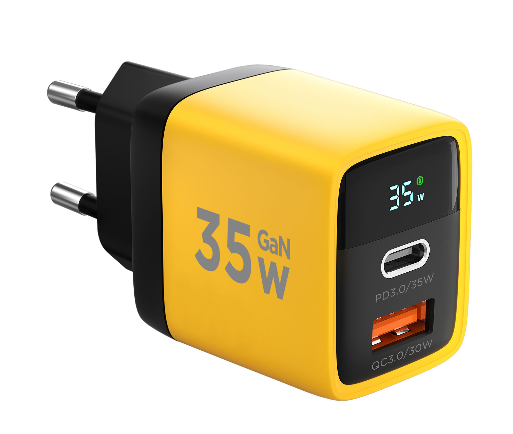 

Сетевое зарядное устройство Cablexpert 35 Вт, USB, USB type-C, Quick Charge, PD, 3А, желтый (MP3A-PC-53)