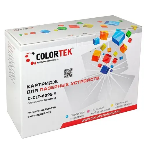 Картридж Colortek CLT-609S для Samsung, желтый (СТ-CLT-609S) б/у, ВОССТАНОВЛЕННЫЙ