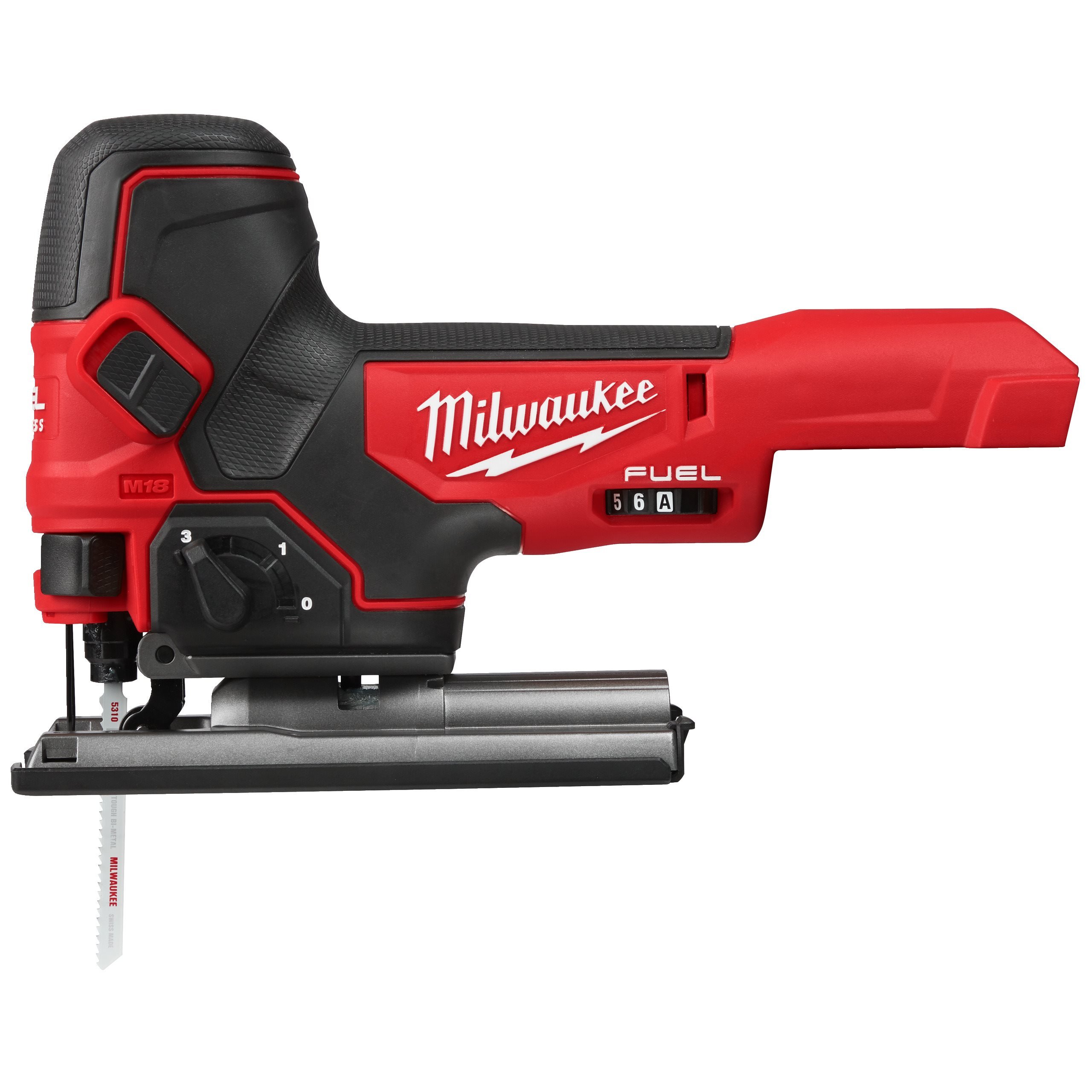 Аккумуляторный лобзик Milwaukee M18 FBJS-0 FUEL, маятниковый ход, аккумуляторный, регулировка частоты хода, сдув опилок, поставляется без аккумуляторов и зарядного устройства (4933498066)