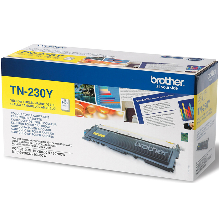 

Картридж лазерный Brother TN-230Y, желтый, 1400 страниц, оригинальный для HL-3040CN, HL-3070CW, DCP-9010CN, MFC-9120CN, MFC-9320CW, TN-230Y