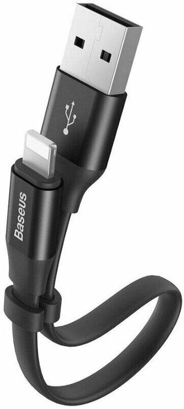

Кабель USB-Lightning 8-pin, MFi, плоский, быстрая зарядка, 2А, 23 см, черный, Baseus Nimble Portable (CALMBJ-B01)