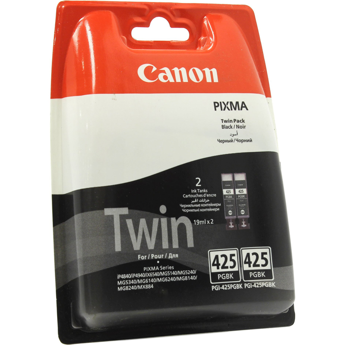 

Картридж струйный Canon PGI-425PGBK Twin (4532B007), черный, оригинальный, объем 19мл, ресурс 330 страниц, для Canon PIXMA-iP4840 / iP4940 / iX6540 / MG5140 / MG5240 / MG5340 / MG6140 / MG6240 / MG8140 / MG8240 / MX714 / MX884 / MX894, PGI-425PGBK Twin