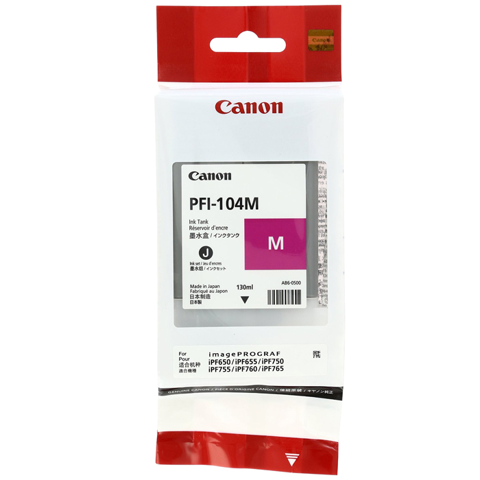 

Картридж струйный Canon PFI-104M (3631B001), пурпурный, оригинальный, объем 130мл, для Canon imagePROGRAF-iPF650 / iPF655 / iPF750 / iPF755 / iPF760 / iPF765, PFI-104M