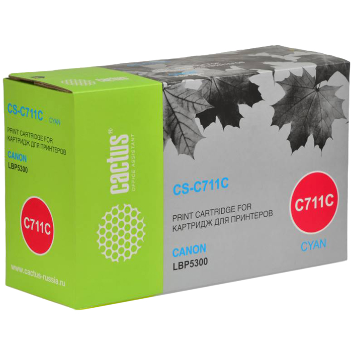

Картридж лазерный Cactus CS-C711C (711C), голубой, 6000 страниц, совместимый, для Canon LBP-5300 / 5360