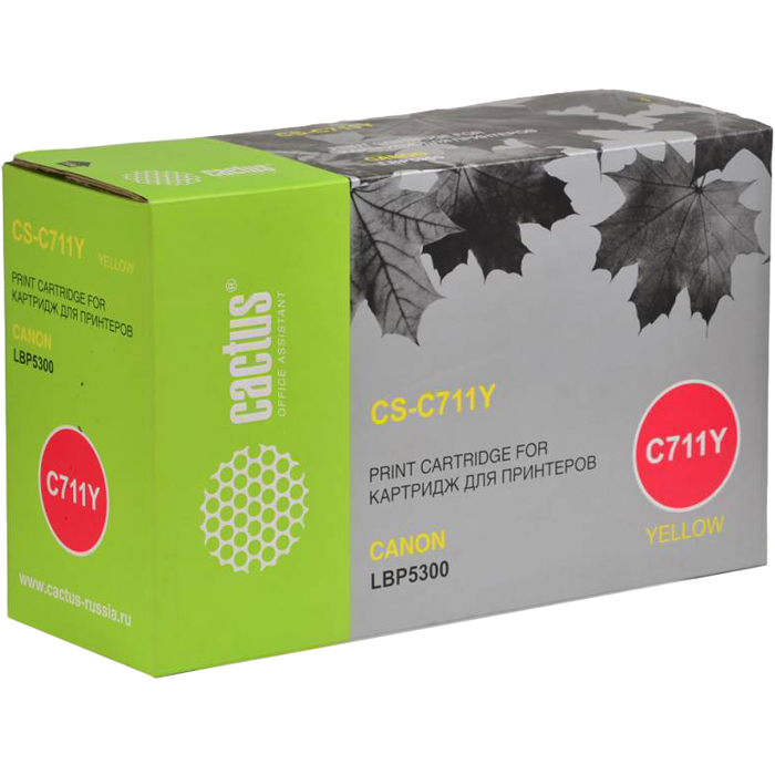 

Картридж лазерный Cactus CS-C711Y (711Y), желтый, 6000 страниц, совместимый, для Canon LBP-5300 / 5360