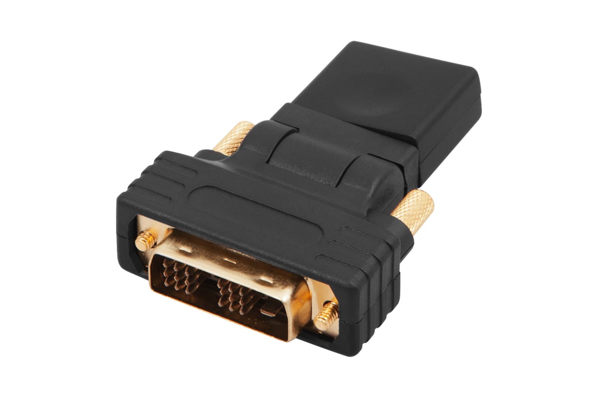 

Переходник (адаптер) DVI-D(19M)-HDMI(19F) поворотный, черный REXANT (17-6812)