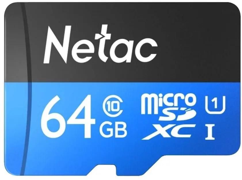 Карта памяти 64Gb microSDHC Netac Class 10 UHS-I U1 + адаптер (NT02P500STN-064G-R)