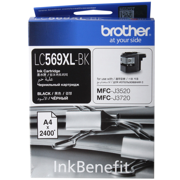 

Картридж струйный Brother LC-569XLBK, черный, оригинальный, ресурс 2400 страниц, для MFC-J3520, MFC-J3720, LC-569XLBK
