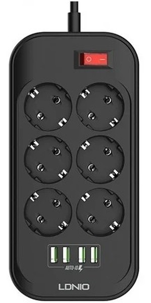 Сетевой фильтр Perfeo LDNIO SE6403, 6-розеток, 2 м, черный/серый (LD_B4436)