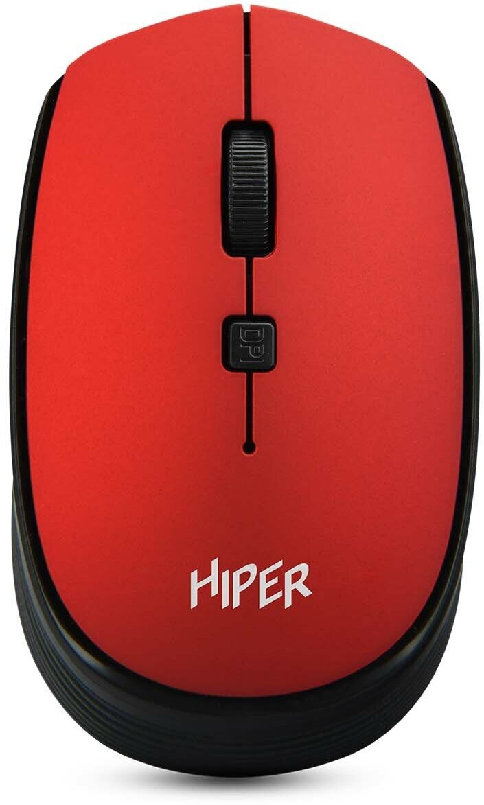 Мышь беспроводная Hiper HOMW-082, 1600dpi, оптическая светодиодная, USB, красный (HOMW-082)