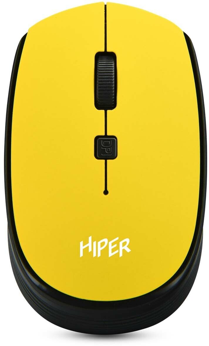 Мышь беспроводная Hiper HOMW-085, 1600dpi, оптическая светодиодная, USB, желтый (HOMW-085)