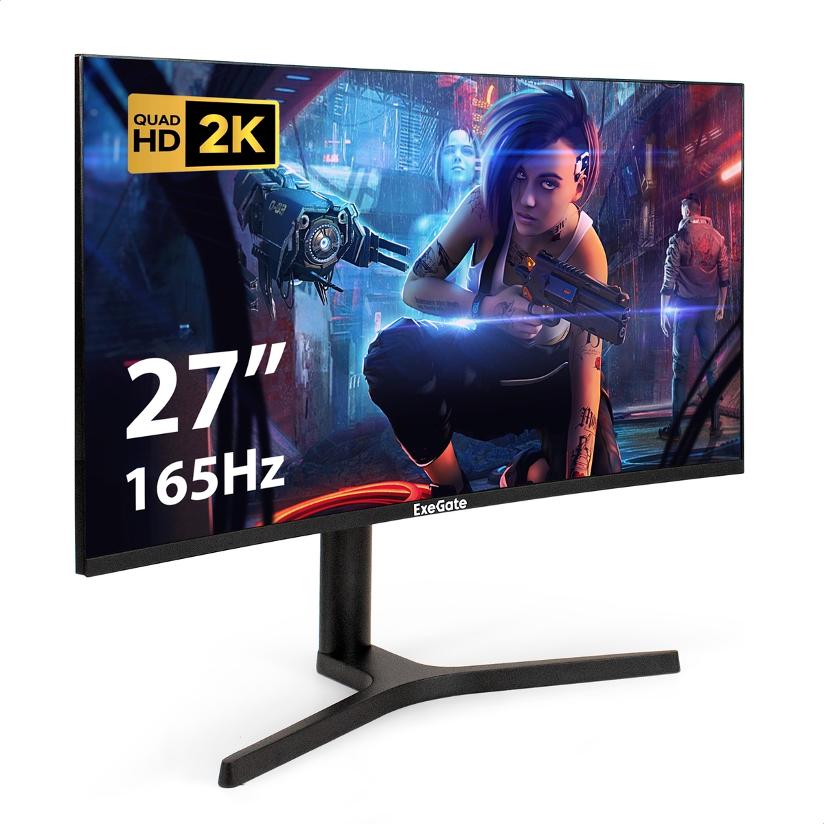 

Монитор 27" ExeGate Combat EV2707C VA, изогнутый, 1920x1080 (16:9), 250кд/м2, 165 Гц, 1 мс, 178°/178°, HDMI, DisplayPort, USB-Hub, черный (EX296974RUS), Combat EV2707C