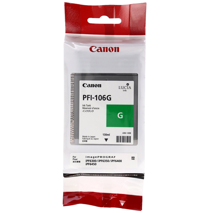 

Картридж струйный Canon PFI-106 G (6628B001), зеленый, оригинальный, объем 130 мл для Canon Canon imagePROGRAF-iPF6300 / iPF6350 / iPF6400 / iPF6450, PFI-106 G