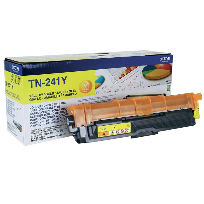 

Картридж лазерный Brother TN241Y, желтый, 1400 страниц, оригинальный для Brother HL-3140CW, HL-3150CDW, HL-3170CDW, DCP-9020CDW, MFC-9140CDN, MFC9330CDW, MFC9340CDW, TN241Y