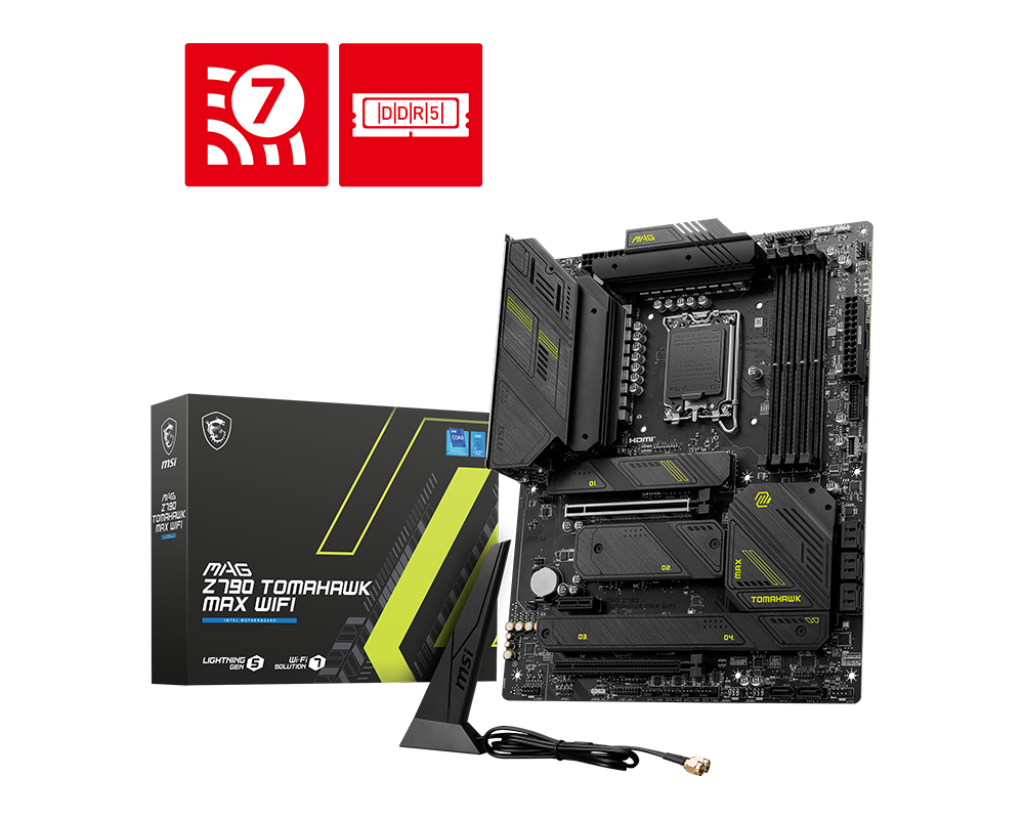 Материнская плата MSI MAG Z790 TOMAHAWK MAX WIFI, Socket1700, Intel Z790, 4xDDR5 DIMM, 3PCI-Ex16, 8SATA3, 7.1-ch, 2.5GLAN, 10 USB 3.2, 3 USB Type-C, HDMI, DP, ATX, Retail б/у, следы монтажа, возврат из заказа