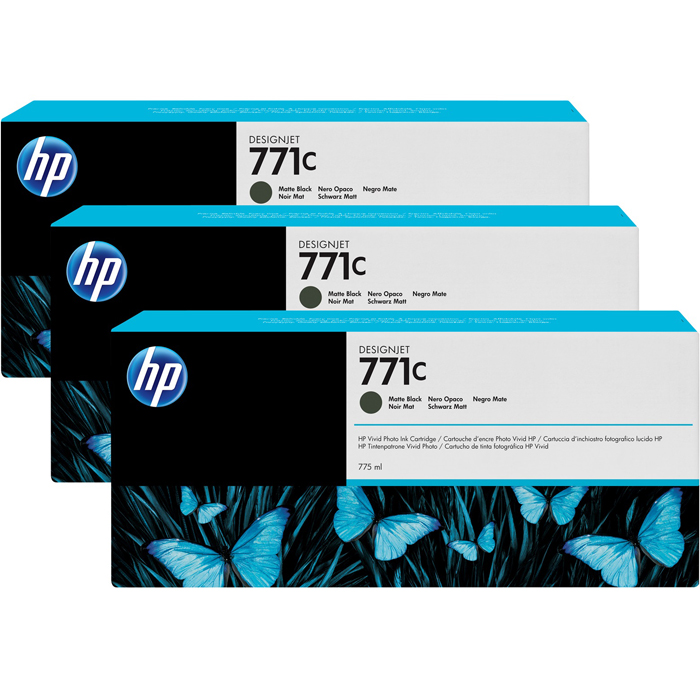 

Комплект картриджей струйный HP 771C (B6Y31A), черный матовый, оригинальный, объем 775мл, 3шт., для HP Designjet Z6200 1067 мм / 1524 мм, HP Designjet 1524 мм Z6600 / Z6800, 771C