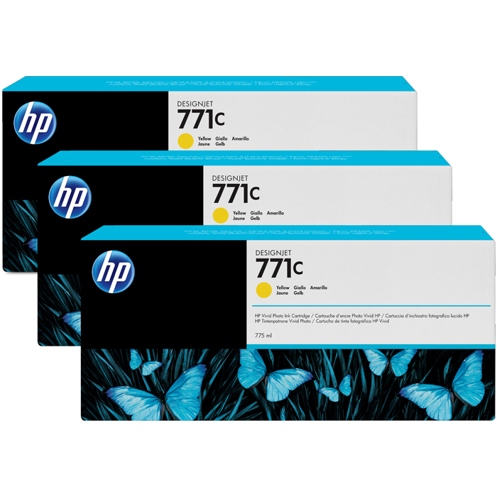 

Комплект картриджей струйный HP 771C (B6Y34A), желтый, оригинальный, ресурс 775мл, 3шт., для HP Designjet Z6200 1067 мм / 1524 мм, HP Designjet 1524 мм Z6600 / Z6800, 771C
