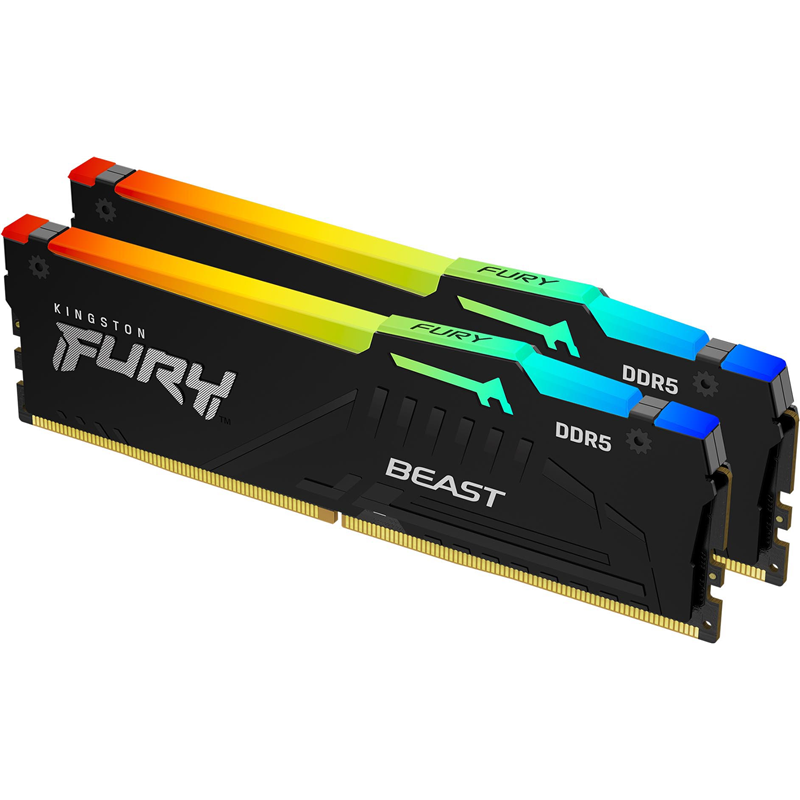 

Комплект памяти DDR5 DIMM 64Gb (2x32Gb), 5200MHz, CL40, 1.25V, Kingston Fury Beast Black RGB (KF552C40BBAK2-64) Retail, KF552C40BBAK2-64
