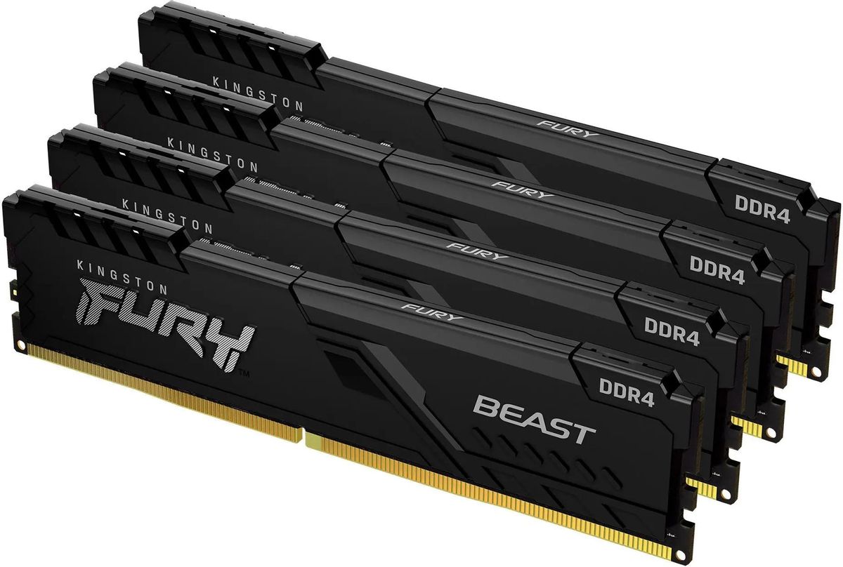 

Комплект памяти DDR4 DIMM 64Gb (4x16Gb), 3200MHz, CL16, 1.35V, Kingston FURY Beast Black (KF432C16BBK4/64) Retail, KF432C16BBK4/64