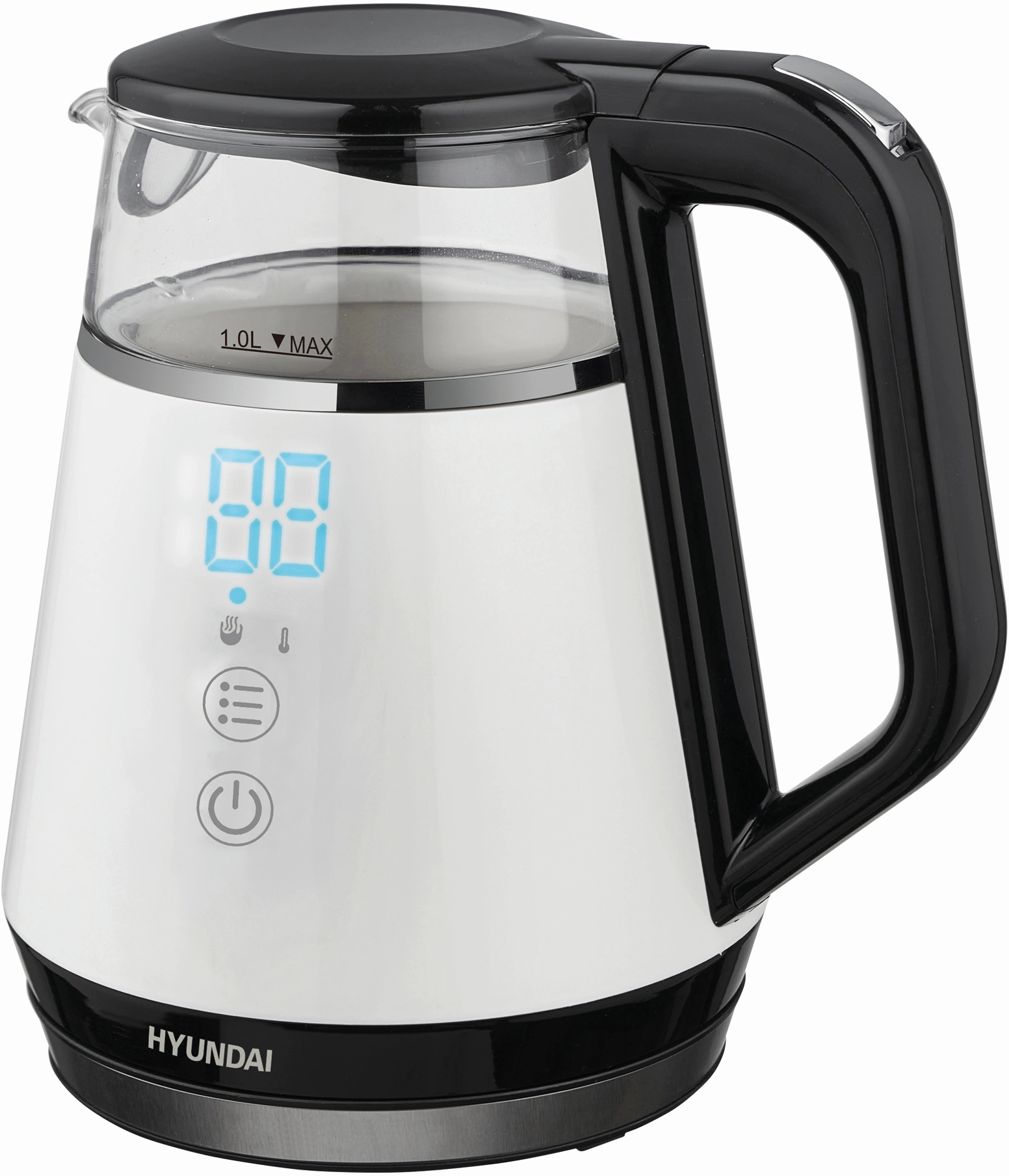 

Чайник электрический Hyundai HYK-G3013 1л. 2.2 кВт, стекло/пластик, белый/черный (HYK-G3013), HYK-G3013