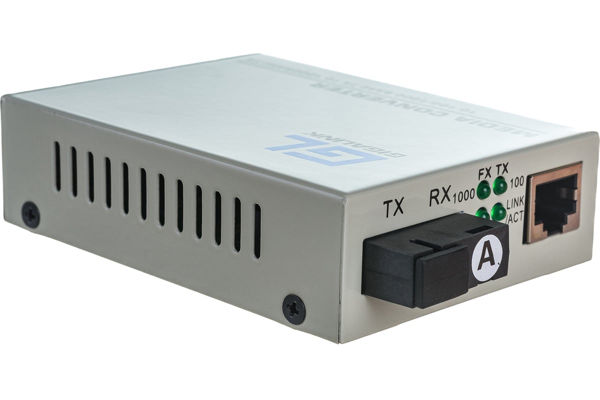 Медиаконвертер GIGALINK, RJ-45x1 Гбит/с, SCx1 Гбит/с, SM, Tx:1310, Rx:1550, 20 км, (GL-MC-UTPF-SC1G-18SM-1310-N)