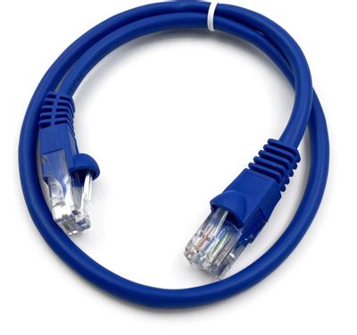 Патч-корд UTP кат.5e, 0.25 м, RJ45-RJ45, голубой, CCA, Buro (1901351)