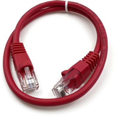 Патч-корд UTP кат.5e, 0.25 м, RJ45-RJ45, красный, CCA, Buro (1901367)