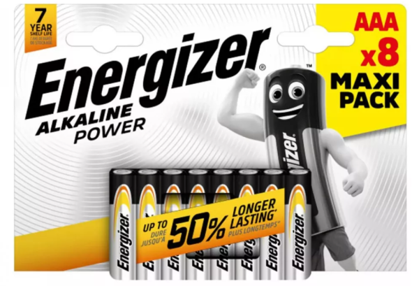 

Батарея Energizer Alkaline Power, AAA (LR03), 1.5V, 8 шт. (00-00000427)