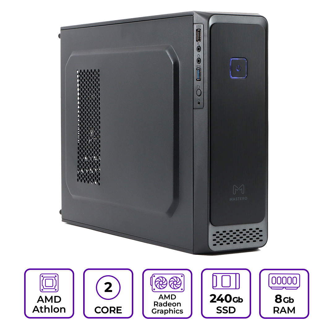 

Системный блок Mastero Basic BC01, AMD Athlon 3000G 3.5 ГГц, 8Gb RAM, 240Gb SSD, DOS, черный (BC01-A3000-8S240), BC01